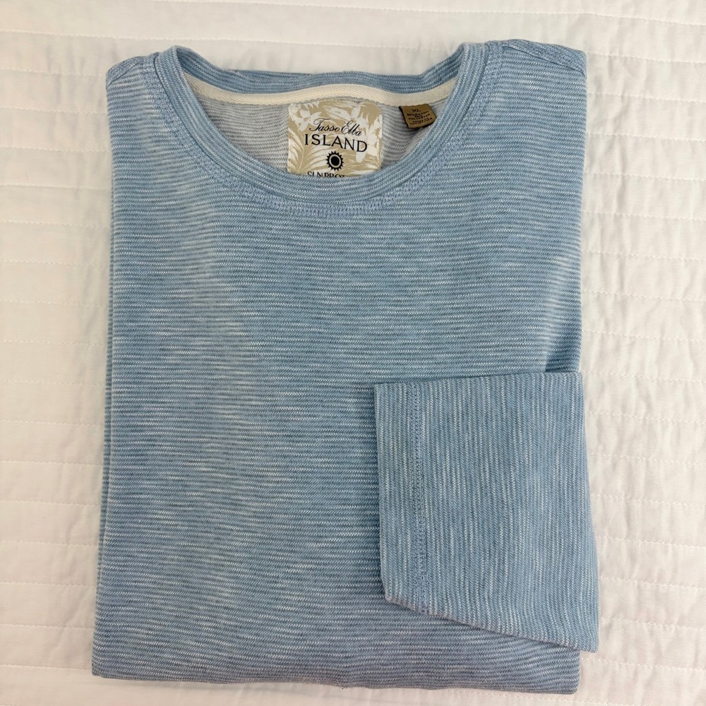 Tasso Elba Island Blue Striped Long Sleeve Sun Protection UPF Shirt Mens XL
